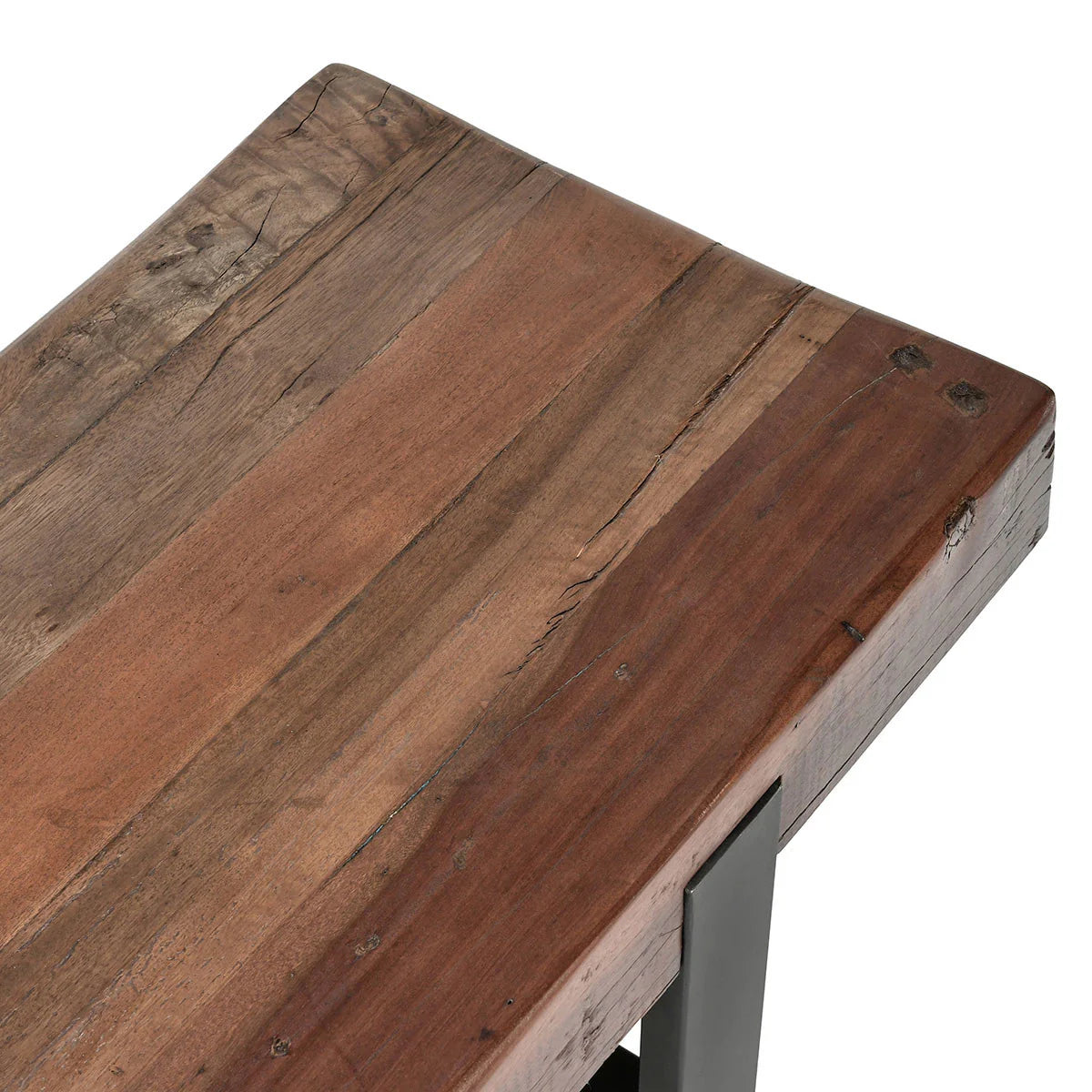 Alex 74" Reclaimed Wood Bench - Rustic Brown + Iron