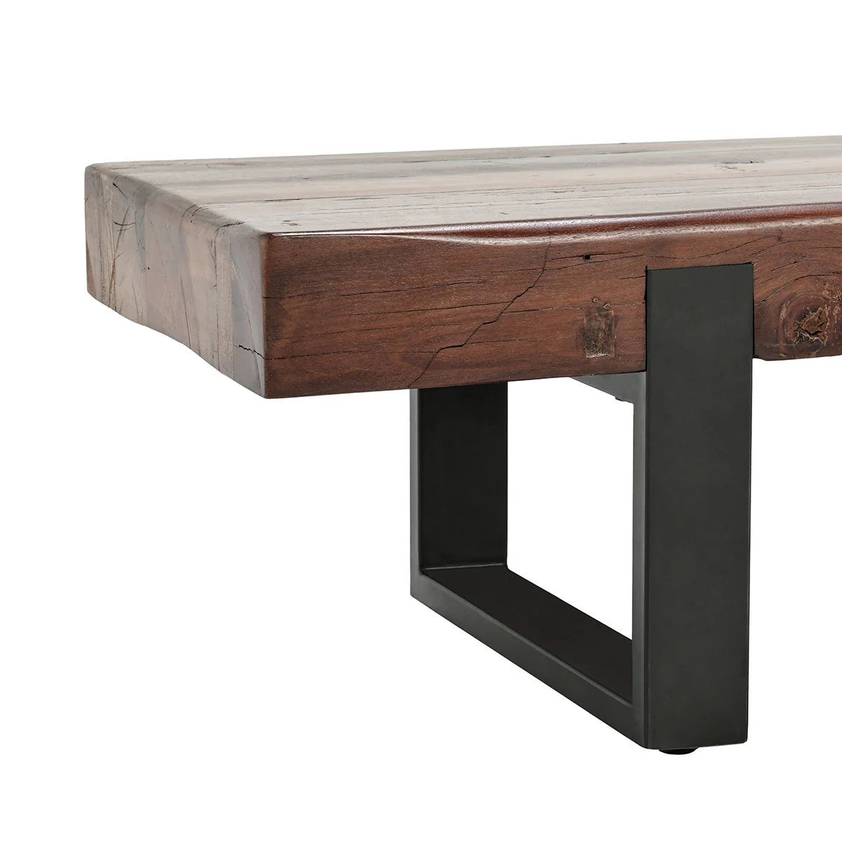 Alex 74" Reclaimed Wood Bench - Rustic Brown + Iron