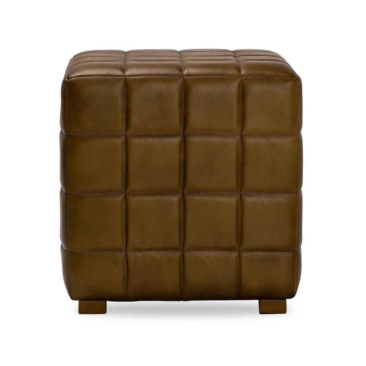 Osbert 18" Top Grain Leather Square Ottoman - Tuckany Chestnut