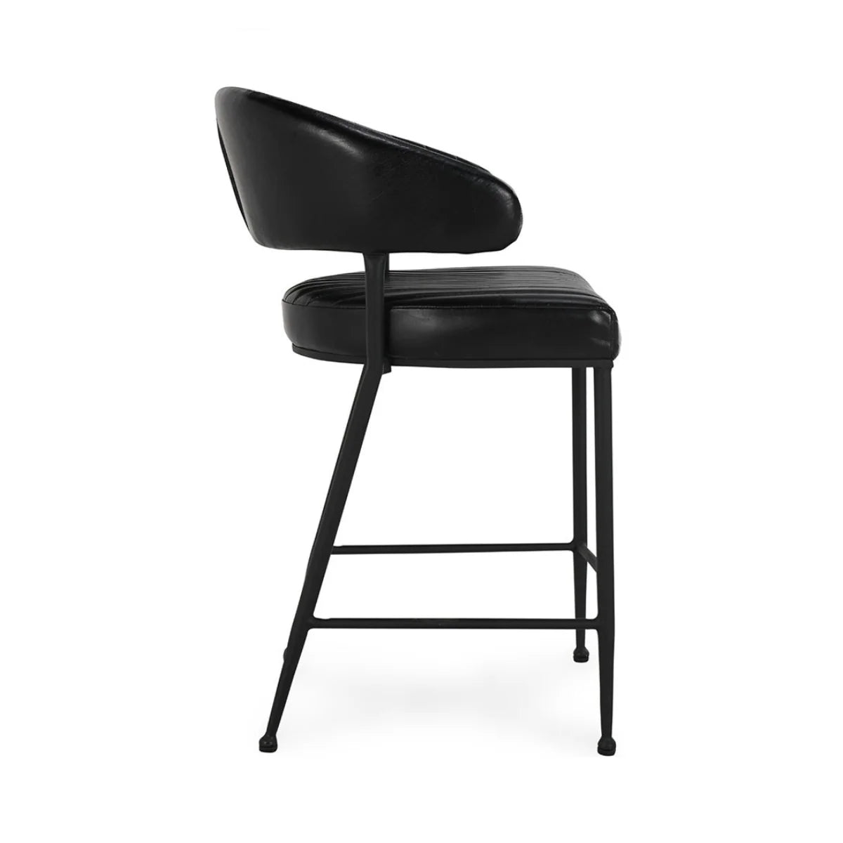 Sansa Top Grain Leather Counter Stool - Jet Black