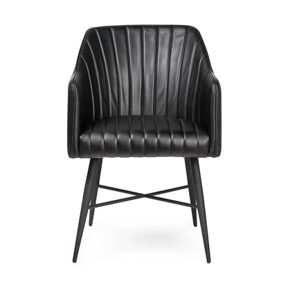 Danika Top Grain Leather Dining Chair - Midnight Raven