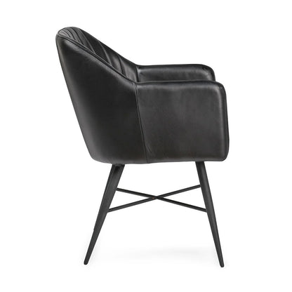 Danika Top Grain Leather Dining Chair - Midnight Raven