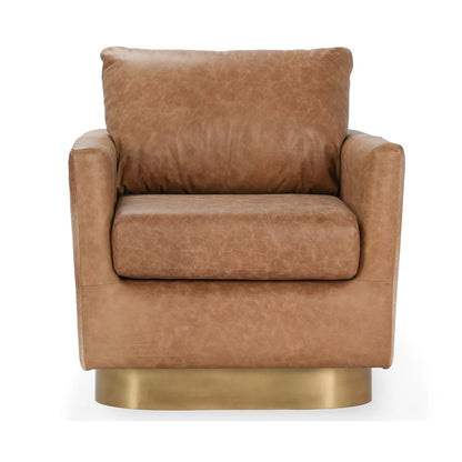 Latham 30" Top Grain Leather + Hide Occasional Chair - Sedona Brown