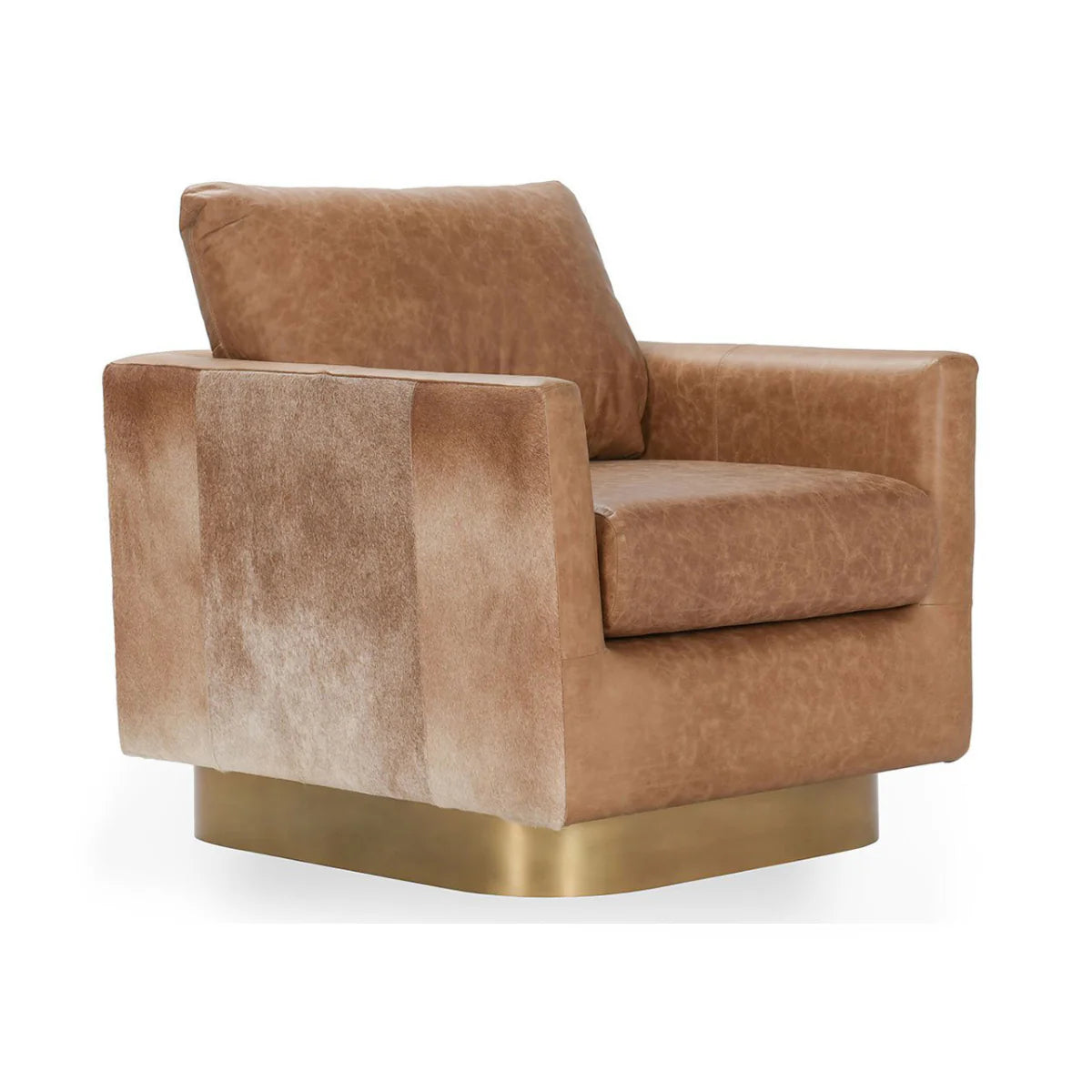 Latham 30" Top Grain Leather + Hide Occasional Chair - Sedona Brown