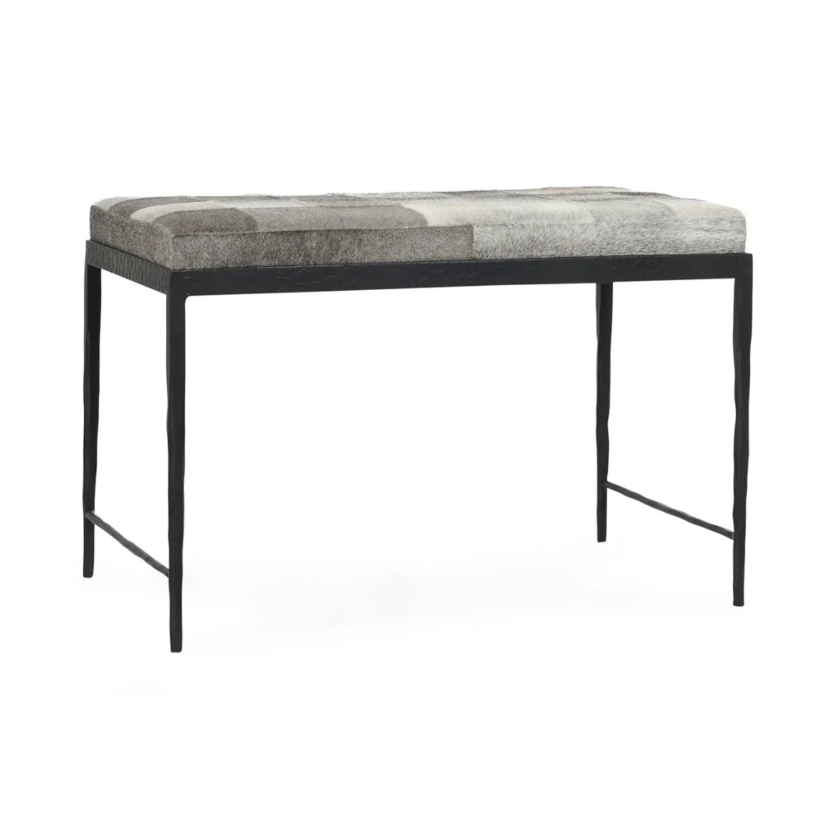 Kenna 28" Hair on Hide Leather Bench -  Sparrow Gray