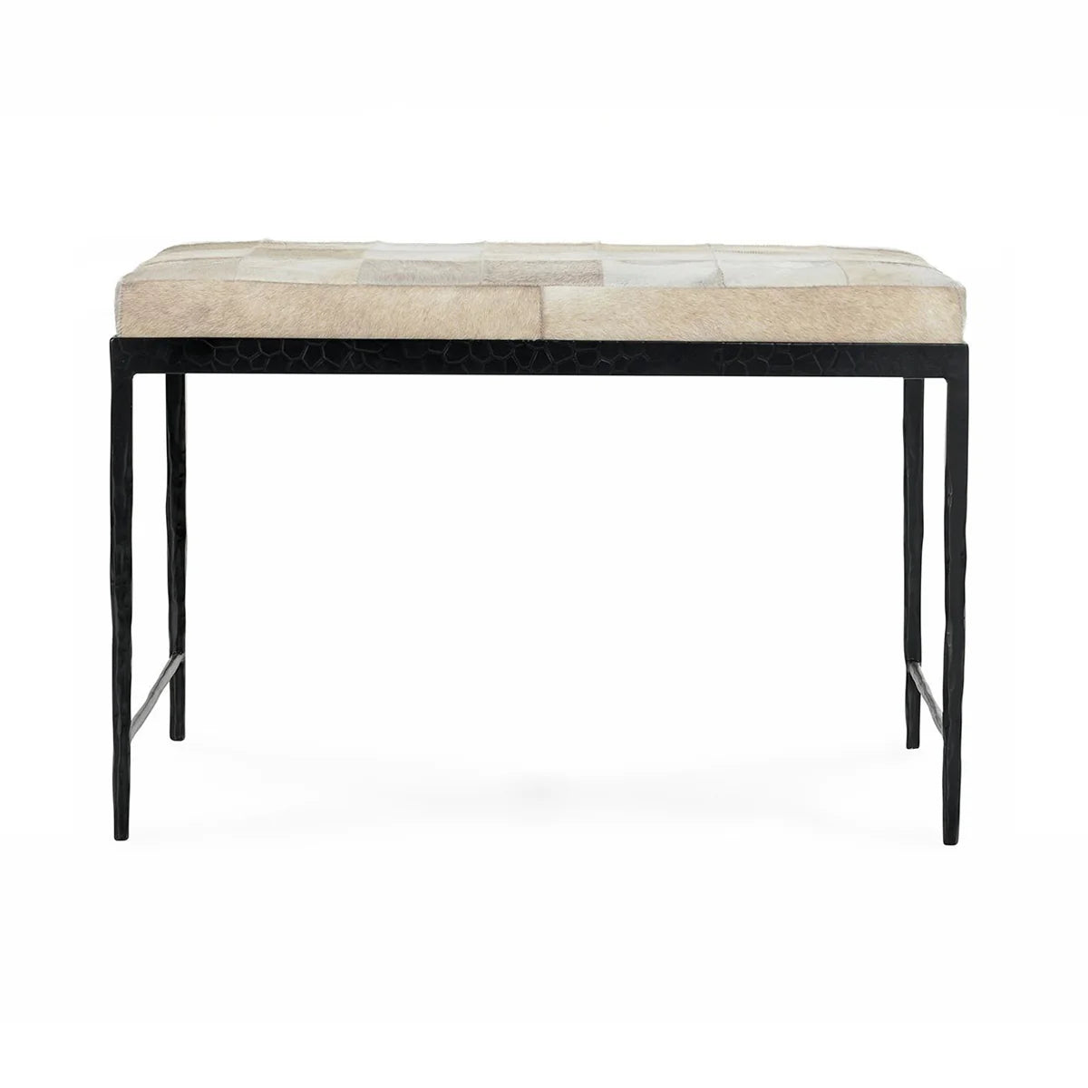 Kenna 28" Hair on Hide Leather Bench - Dusty Cream