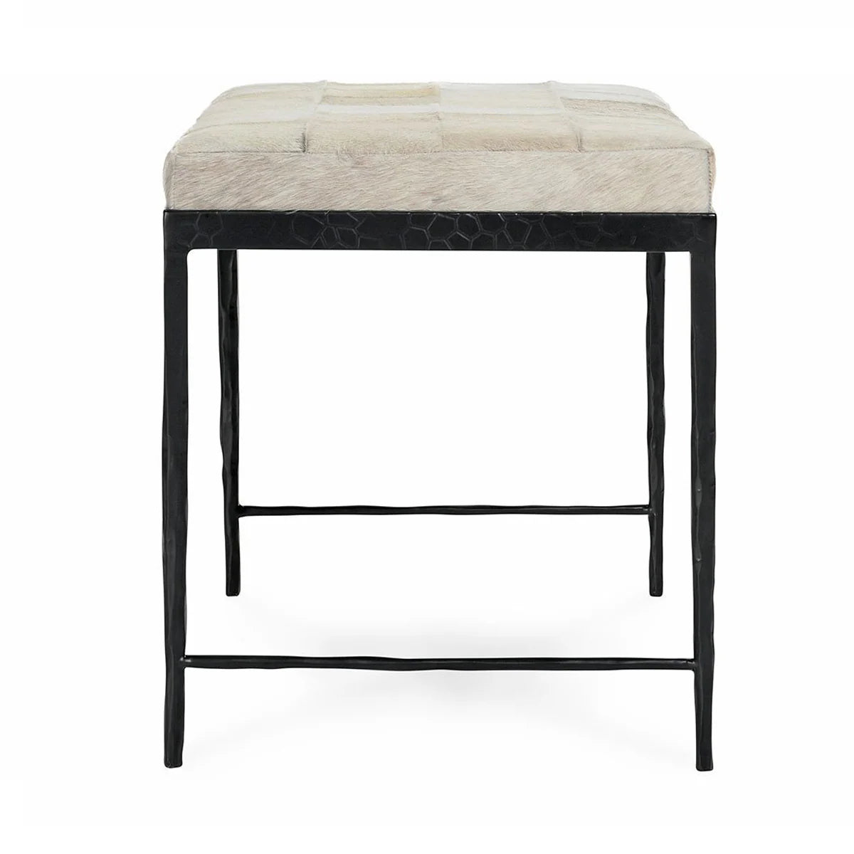 Kenna 28" Hair on Hide Leather Bench - Dusty Cream