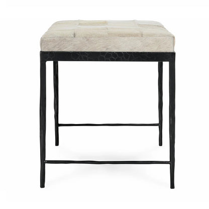 Kenna 28" Hair on Hide Leather Bench - Dusty Cream