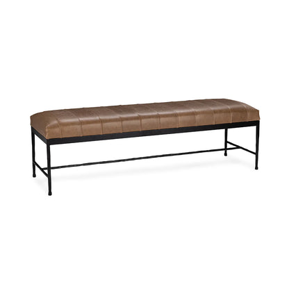 Madelyn 60" Top Grain Leather Bench - Walnut + Iron