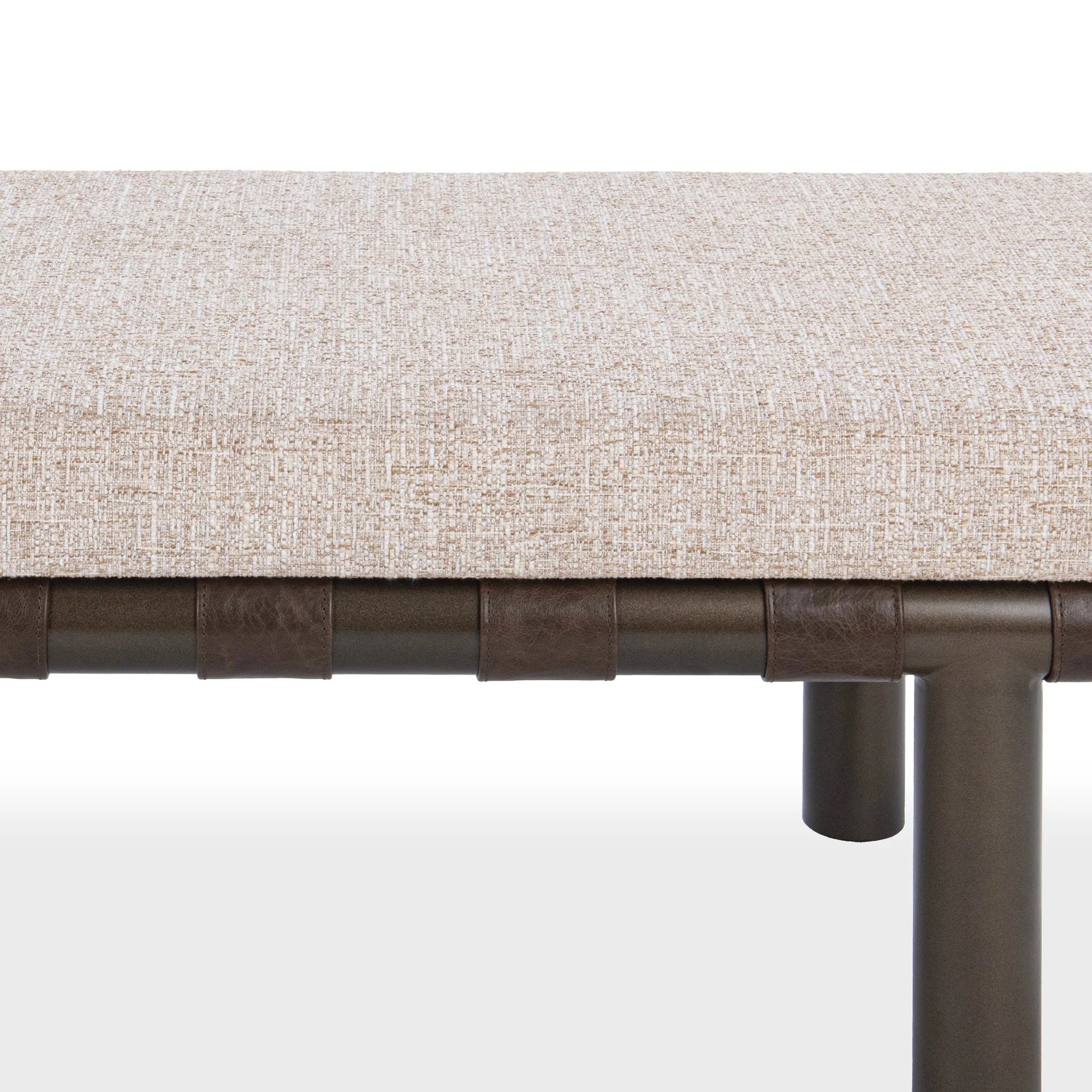 Danya 70" Top Grain Leather + Upholstered Bench - Coco Latte