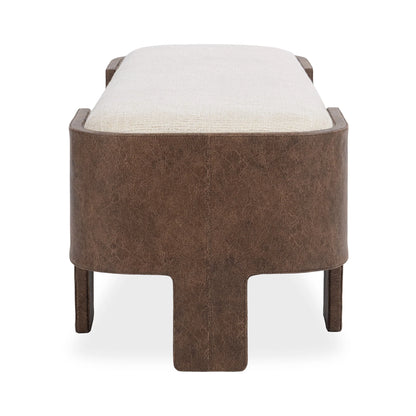 Janis 60" Top Grain Leather + Upholstered Bench - Oat Cream