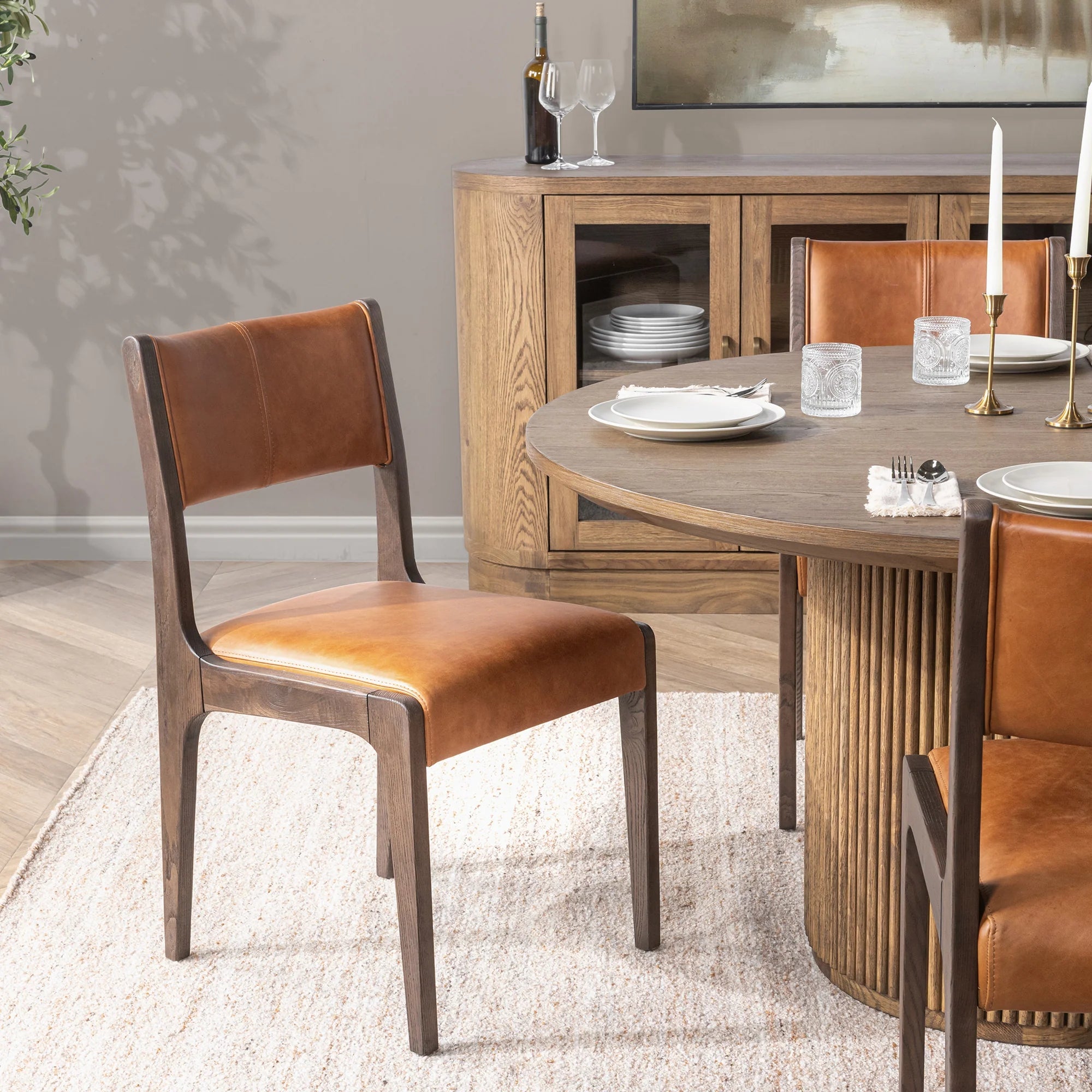 Langdon 19" Top Grain Leather Dining Chair - Autumn Brown