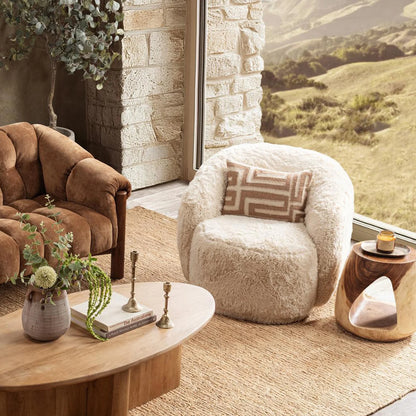 Adair 36" Plush Swivel Chair - Sand