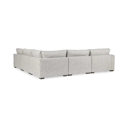 Lucus 132" Parawood Track Arm Sectional - Ivory