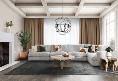 Lucus 132" Parawood Track Arm Sectional - Ivory