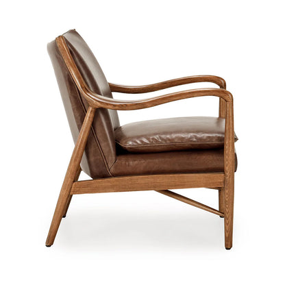 Keyanna Top Grain Leather Club Chair - Rust