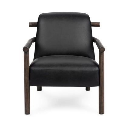 Azura 29" Top Grain Leather Accent Chair - Black