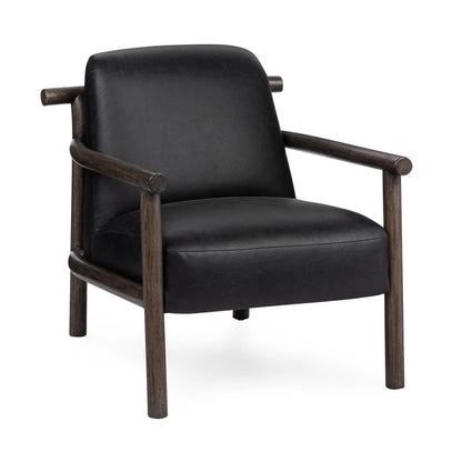 Azura 29" Top Grain Leather Accent Chair - Black