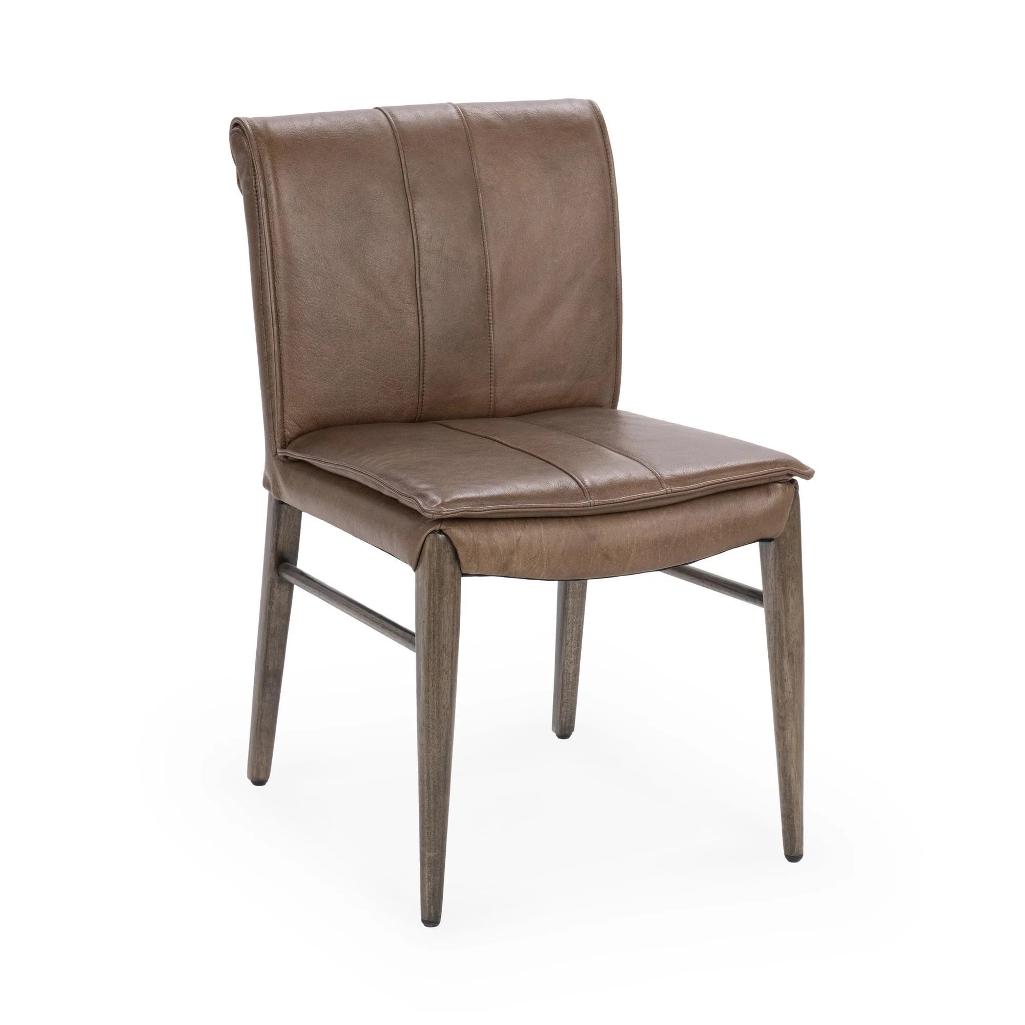 Lukan Top Grain Leather Dining Chair - Maple Brown