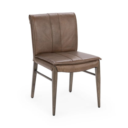Lukan Top Grain Leather Dining Chair - Maple Brown