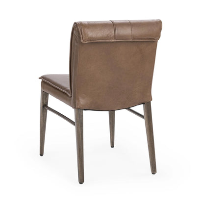 Lukan Top Grain Leather Dining Chair - Maple Brown