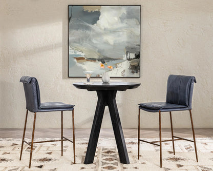 Wesley Top Grain Counter Stool - Ocean Blue