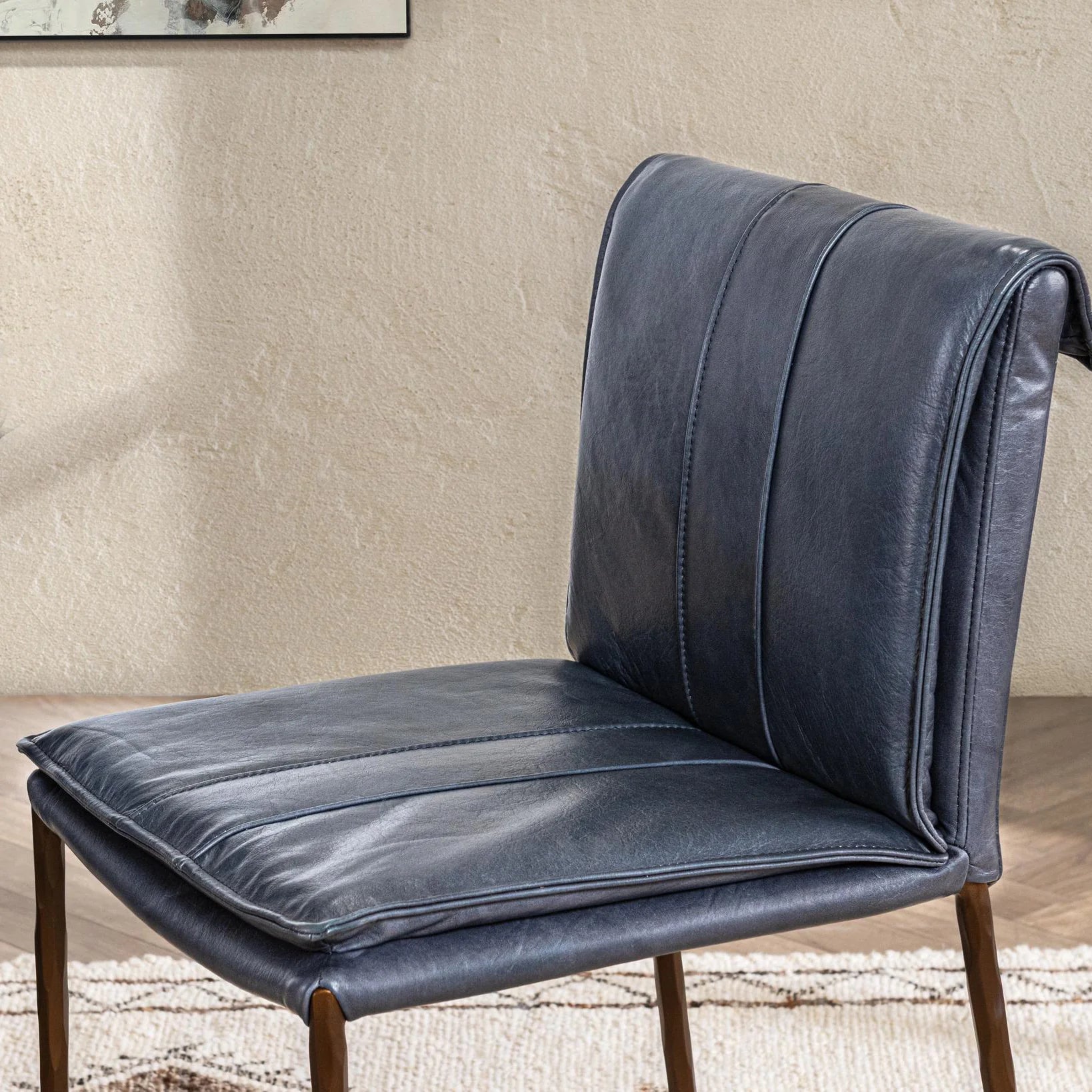 Wesley Top Grain Counter Stool - Ocean Blue