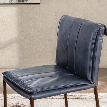 Wesley Top Grain Counter Stool - Ocean Blue