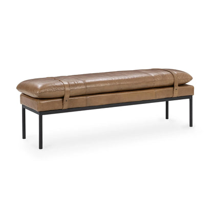 Mazzie 54" Top Grain Leather Bench - Tan