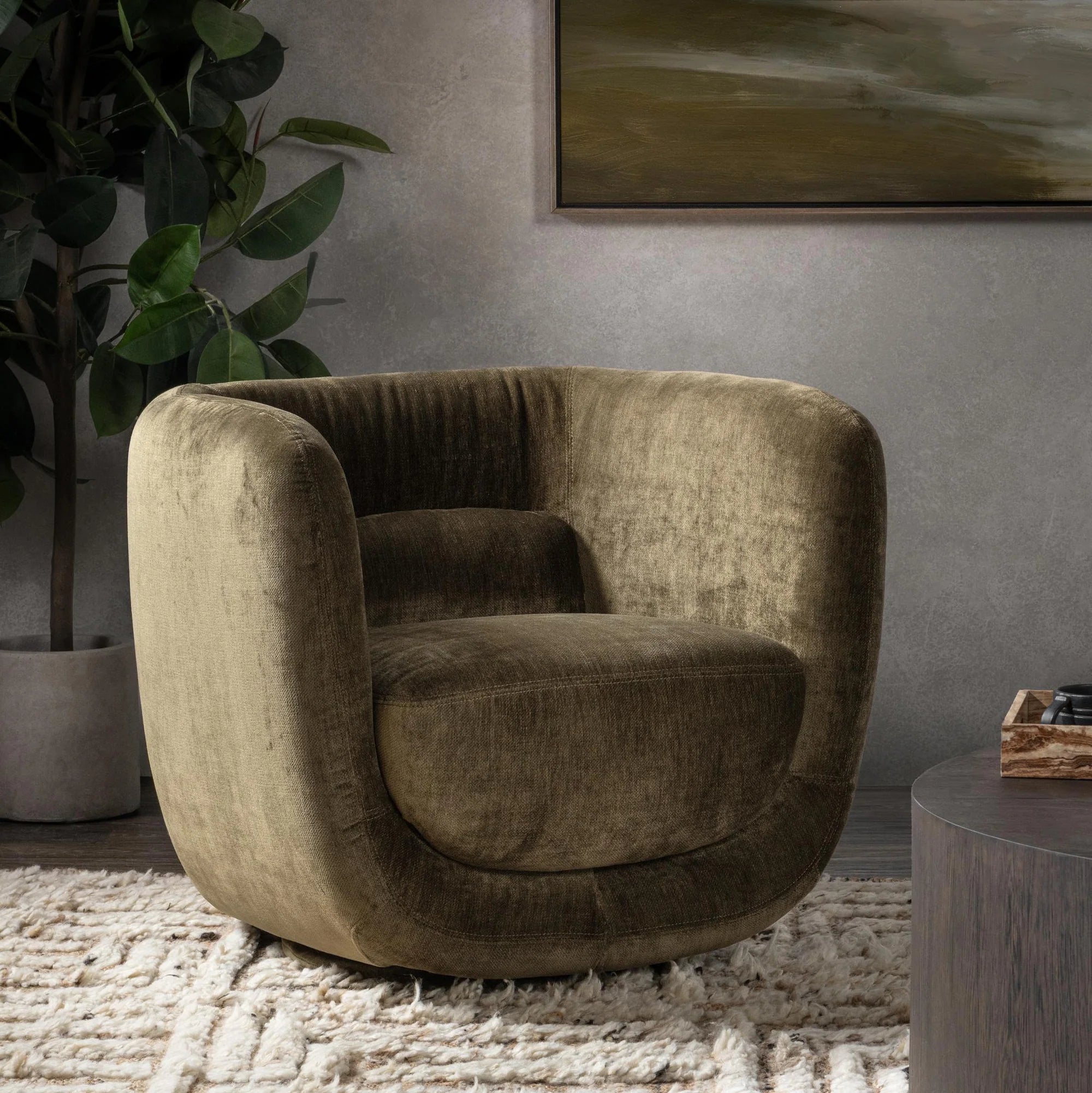 Kyaire 33" Swivel Chair - Olive Green