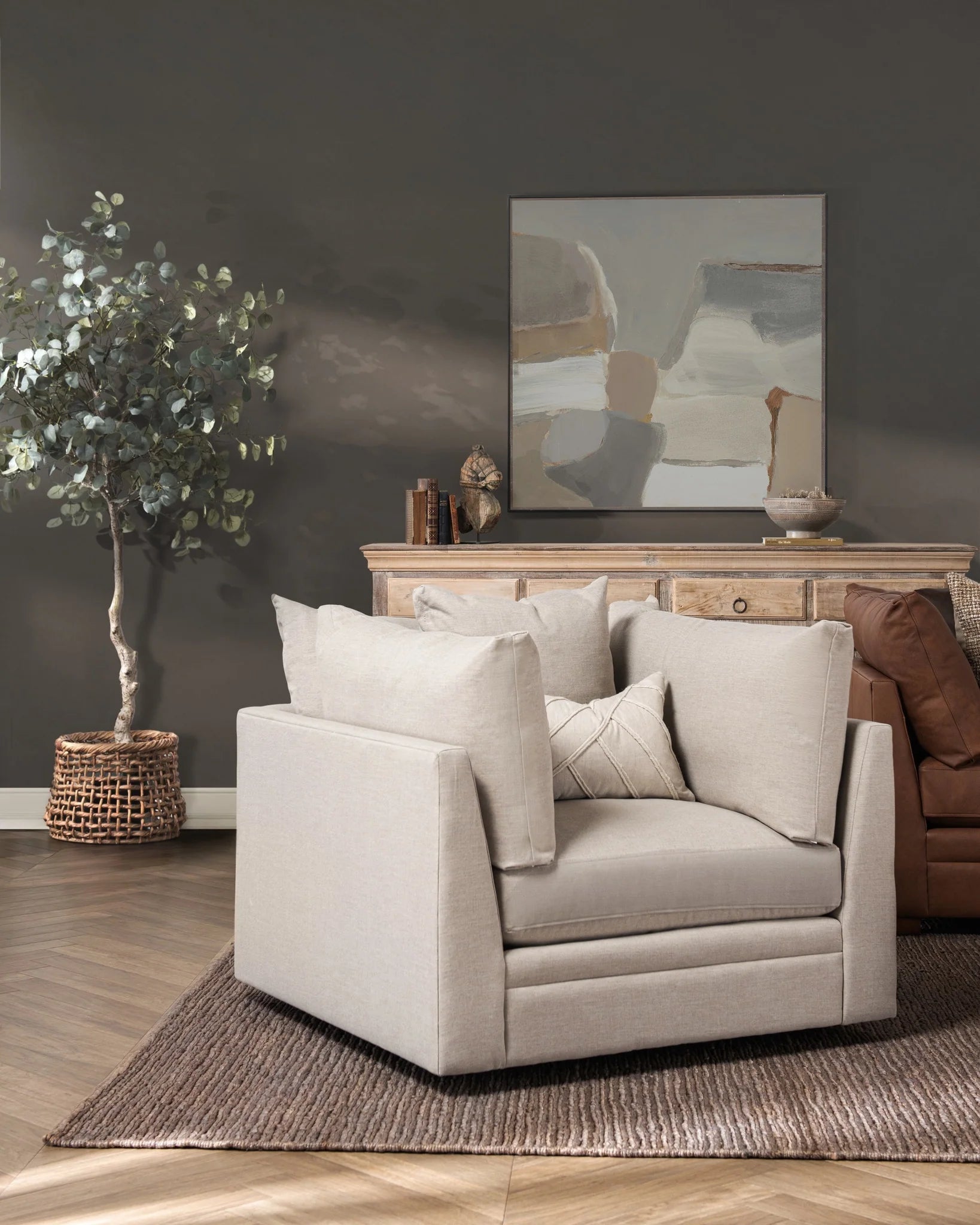 Jettson 46" Swivel Chair - Flax