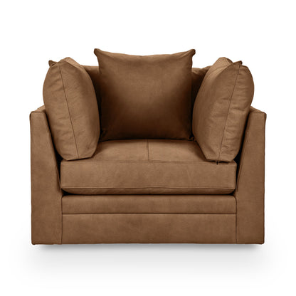 Jaden 46" Top Grain Leather Swivel Chair - Earth