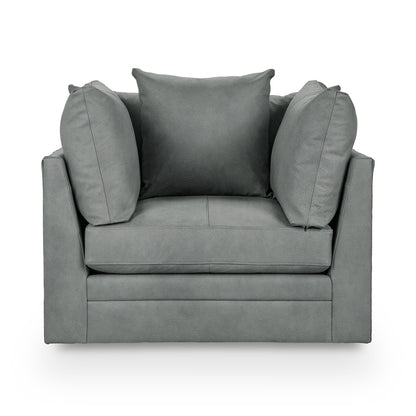 Jaden 46" Top Grain Leather Swivel Chair - Frozen Valley