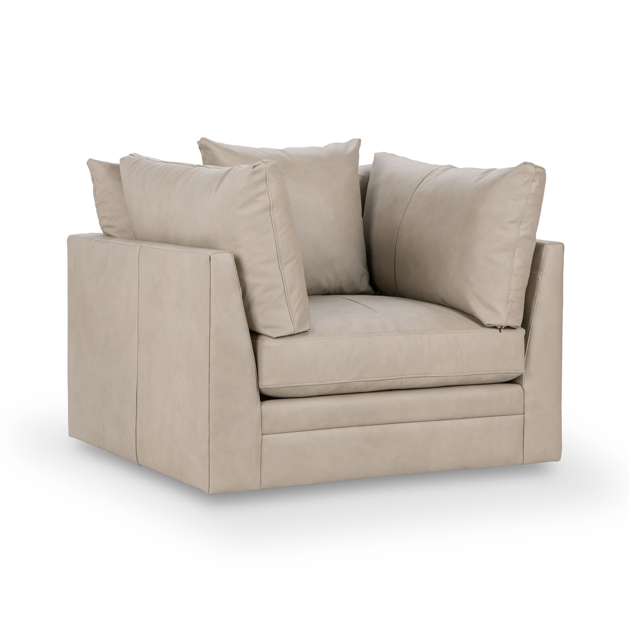 Jettson 46" Top Grain Leather Swivel Chair - Sand Cloud