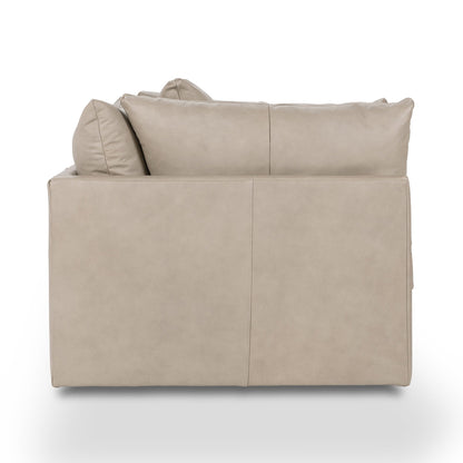 Jettson 46" Top Grain Leather Swivel Chair - Sand Cloud