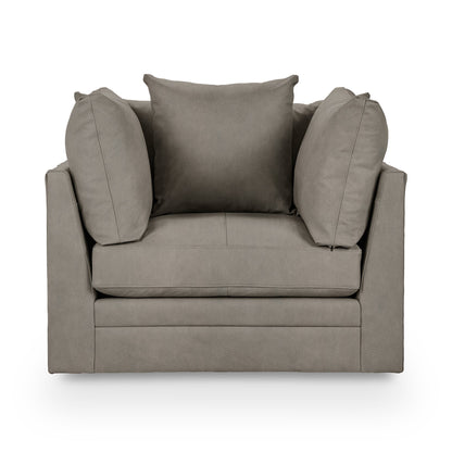 Jaden 46" Top Grain Leather Swivel Chair - Taupe