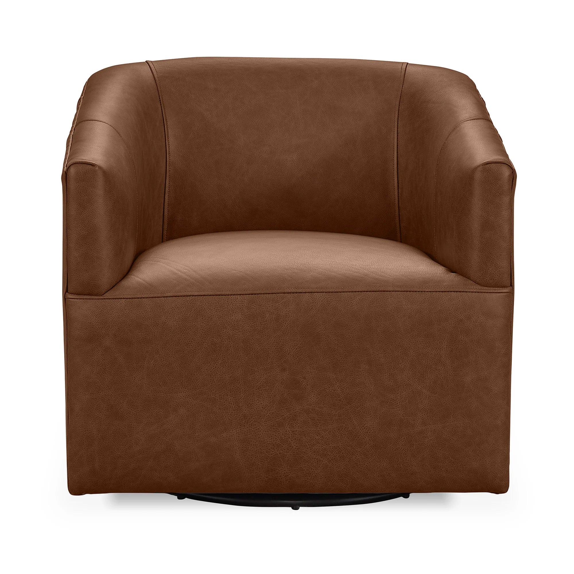 Fosca 29" Top Grain Leather Swivel Chair - Brown