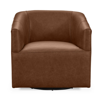 Fosca 29" Top Grain Leather Swivel Chair - Earth
