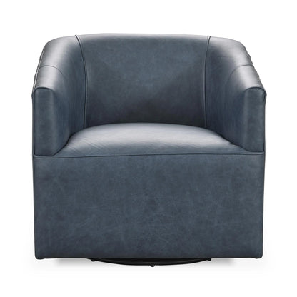 Fosca 29" Top Grain Leather Swivel Chair - Navy