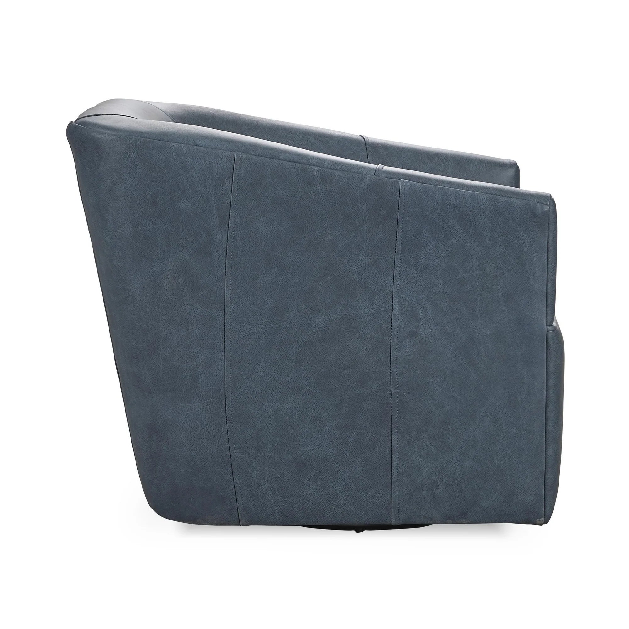 Fosca 29" Top Grain Leather Swivel Chair - Navy