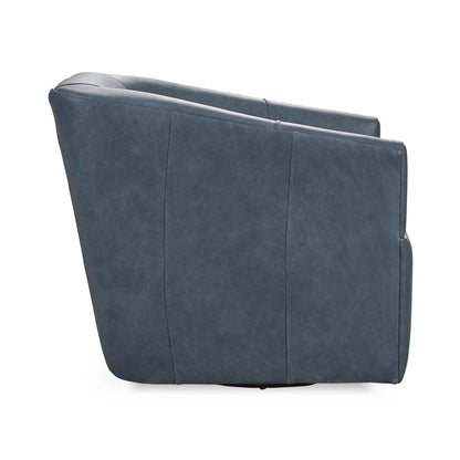 Fosca 29" Top Grain Leather Swivel Chair - Navy