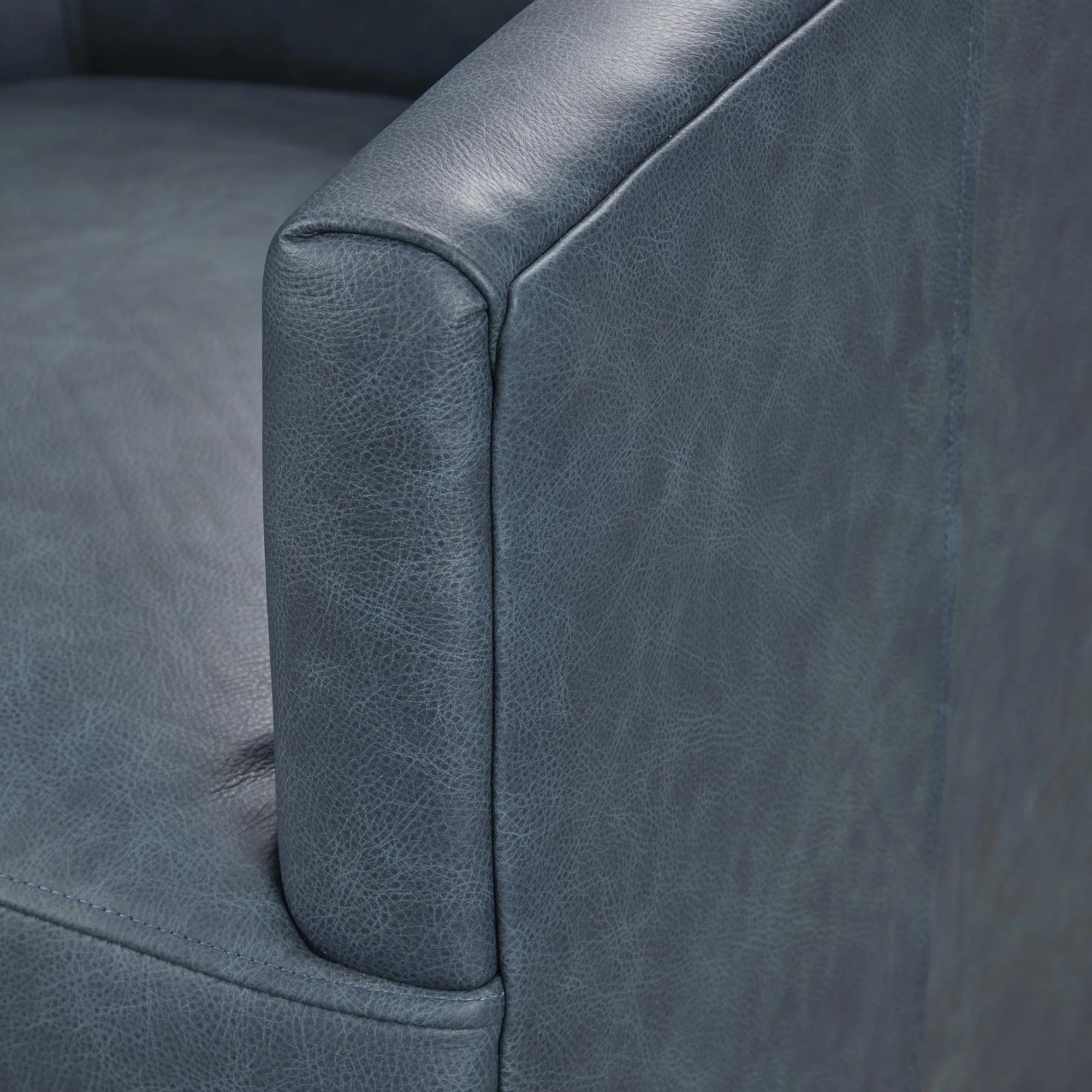 Fosca 29" Top Grain Leather Swivel Chair - Navy