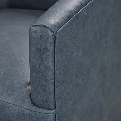 Fosca 29" Top Grain Leather Swivel Chair - Navy