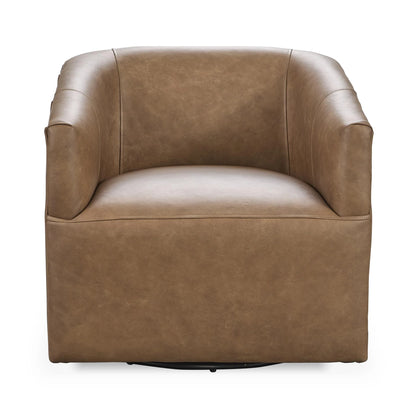 Fosca 29" Top Grain Leather Swivel Chair - Sand