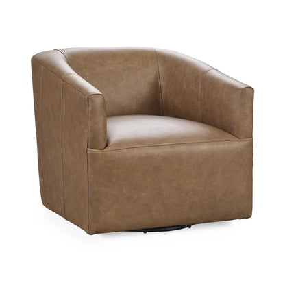 Fosca 29" Top Grain Leather Swivel Chair - Sand
