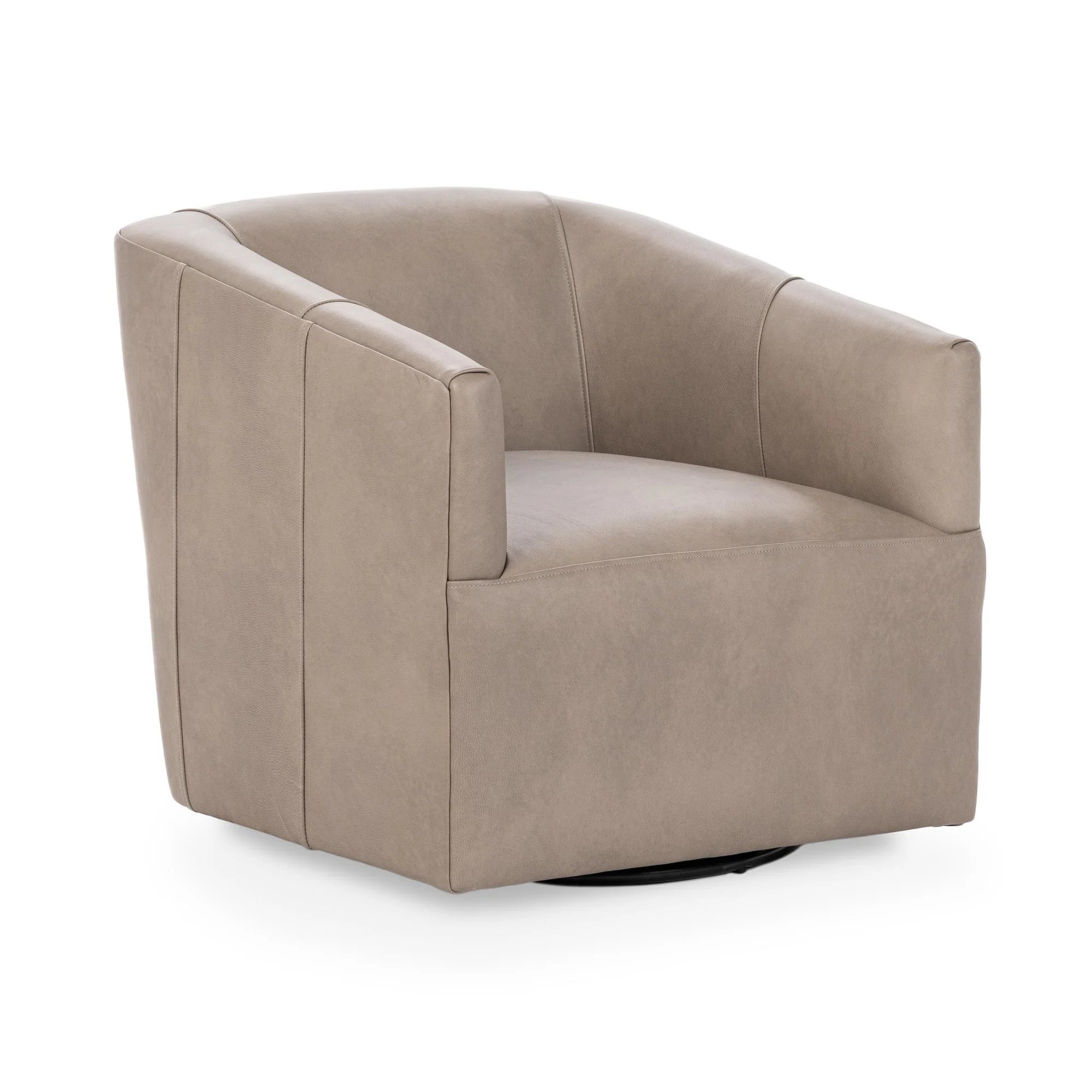 Fosca 29" Top Grain Leather Swivel Chair - Cashmere