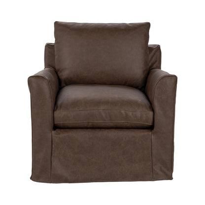 Liam 34" Top Grain Leather Swivel Chair - Cocoa
