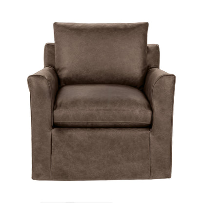 Liam 34" Top Grain Leather Swivel Chair - Country Life