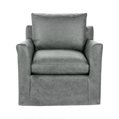 Liam 34" Top Grain Leather Swivel Chair - Frozen Valley