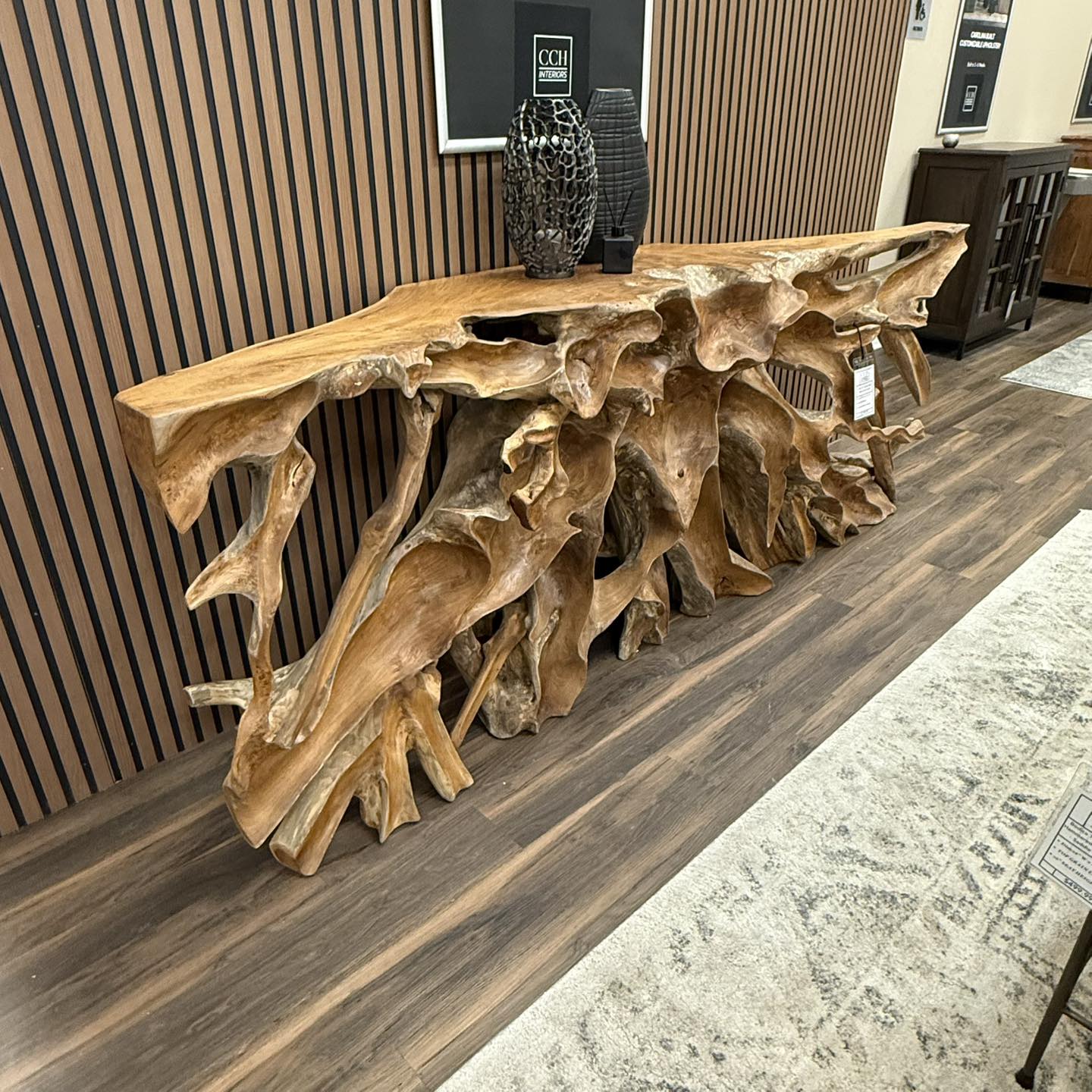 Crete 98" Natural Teak Root Console Table